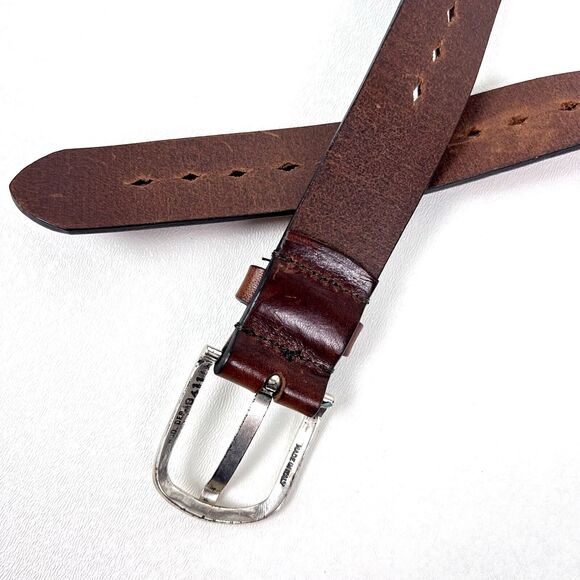 Fabio Corti Brown Leather Belt Diamond Cut-Outs Made in Italy Size Medium 38" - Picture 6 of 10
